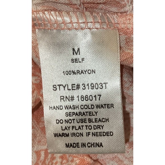 Lot Of 2 NWT Blue B Ladies Top Peach & White Smocked Bo Ho Ruffled Top L & M - Picture 3 of 4